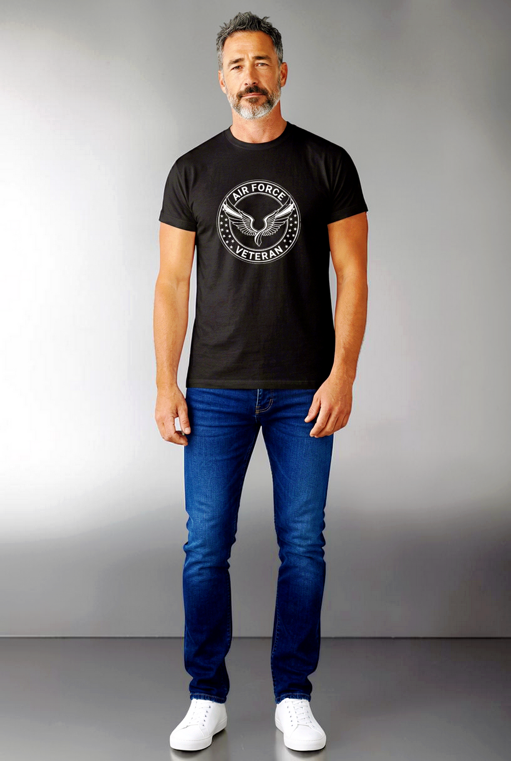 Military/Legacy — Air Force Veteran Minimalist Wings | Premium Tee — Black & OD