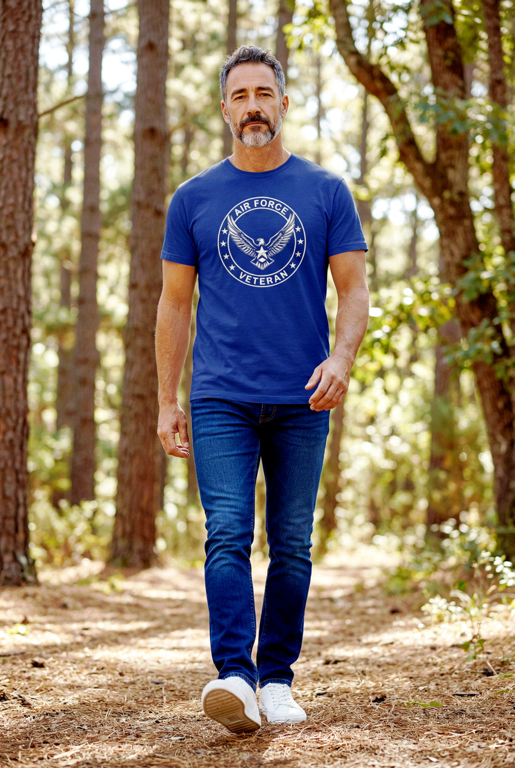 U.S. AIR FORCE - Air Force Veteran Eagle Badge | Premium Tee — Black & Blue