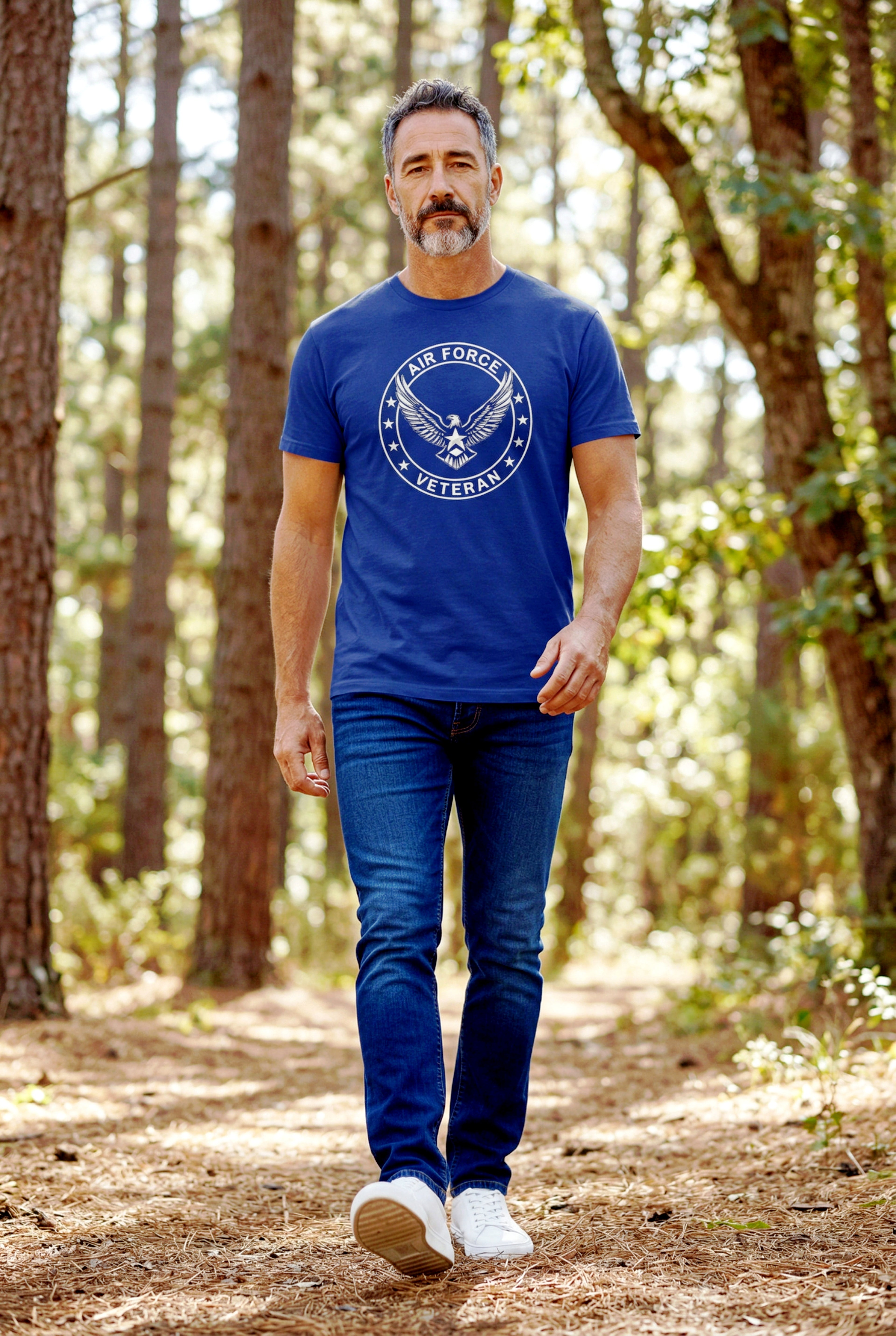 U.S. AIR FORCE - Air Force Veteran Eagle Badge | Premium Tee — Black & Blue