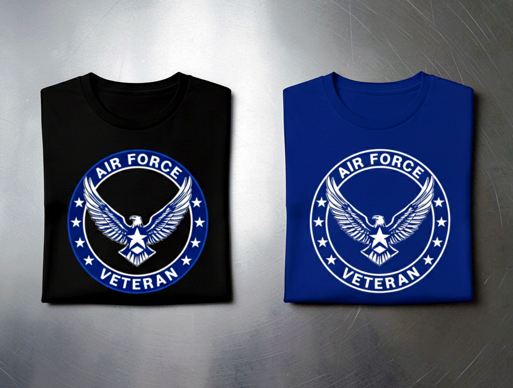 U.S. AIR FORCE - Air Force Veteran Eagle Badge | Premium Tee — Black & Blue