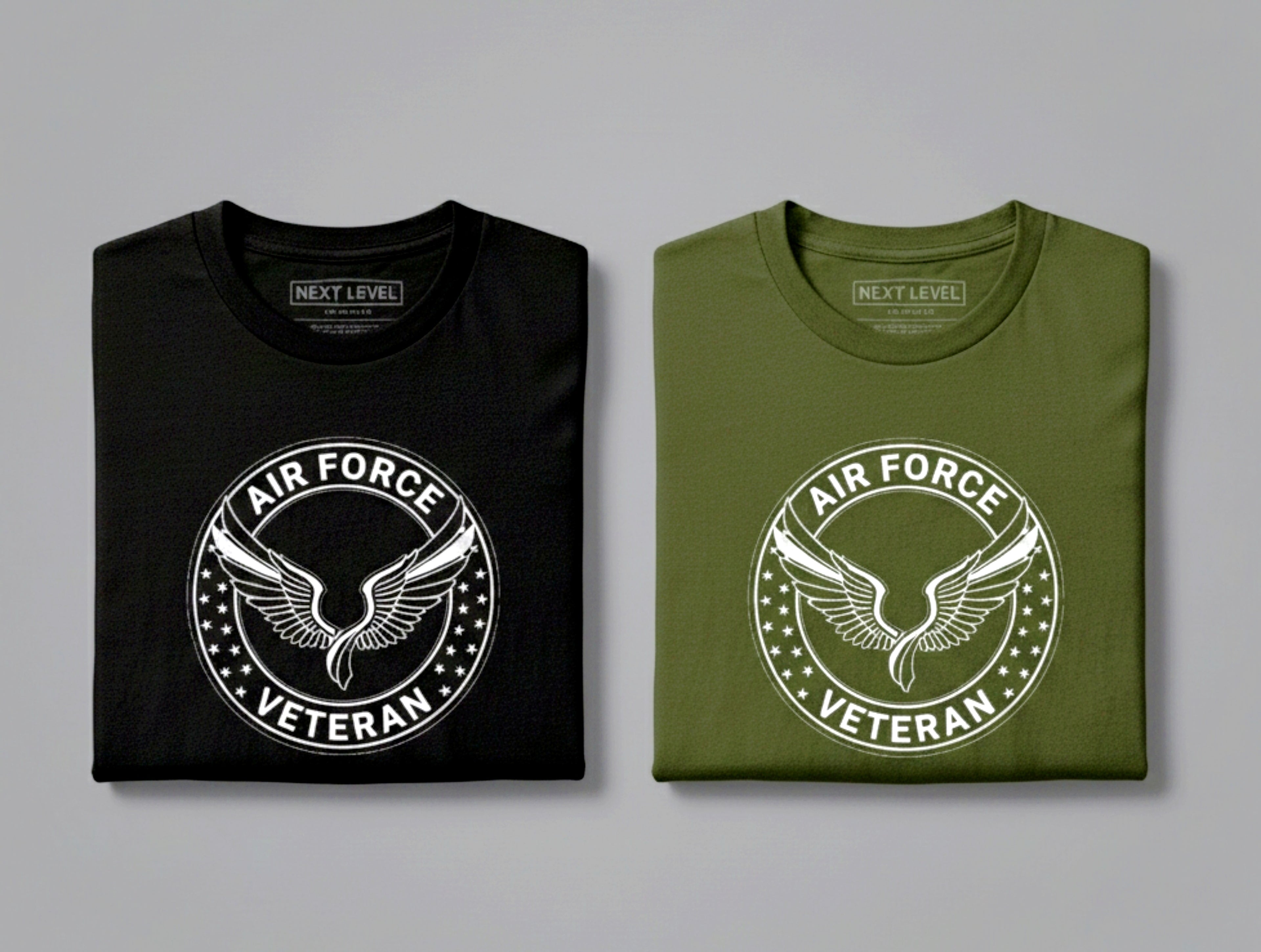 Military/Legacy — Air Force Veteran Minimalist Wings | Premium Tee — Black & OD