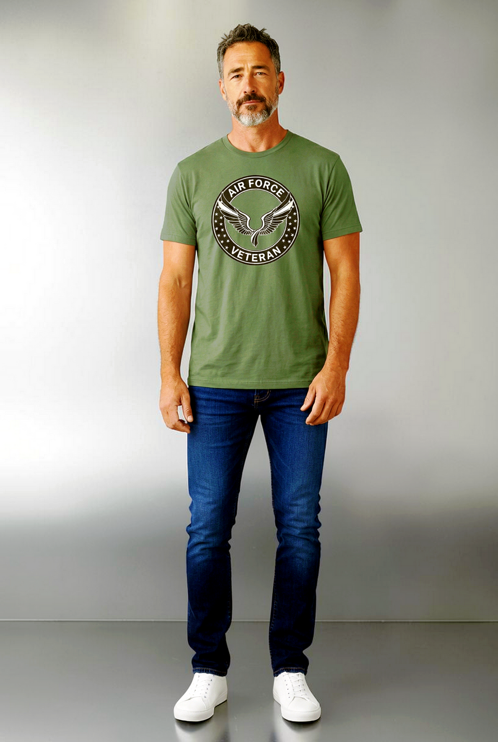 Military/Legacy — Air Force Veteran Minimalist Wings | Premium Tee — Black & OD