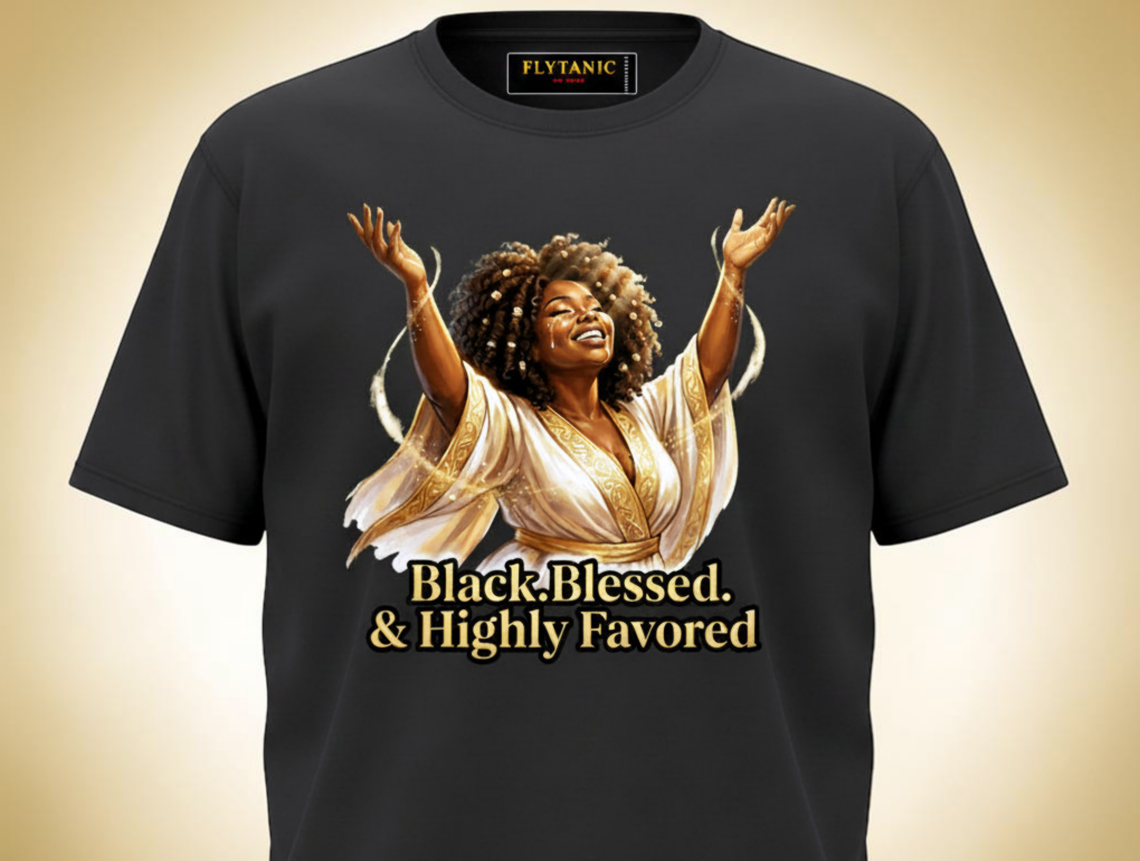 Black. Blessed. & Highly Favored. | Premium Faith Tee