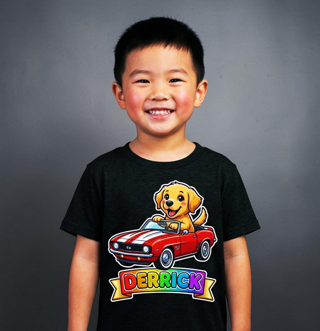 Flyght Cadets Boys Wild Ride Series — Personalized Kids Tee | Custom Name | Muscle Car Animal Graphic