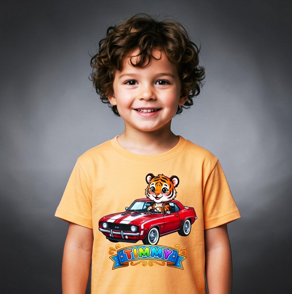 Flyght Cadets Boys Wild Ride Series — Personalized Kids Tee | Custom Name | Muscle Car Animal Graphic