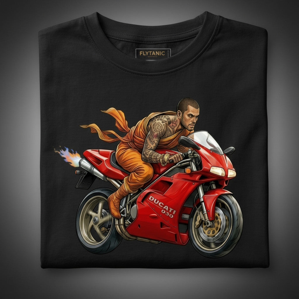 2 Tires & A Monk — Ducati 916 Graphic Tee | Biker Monk | Flytanic OG Wear