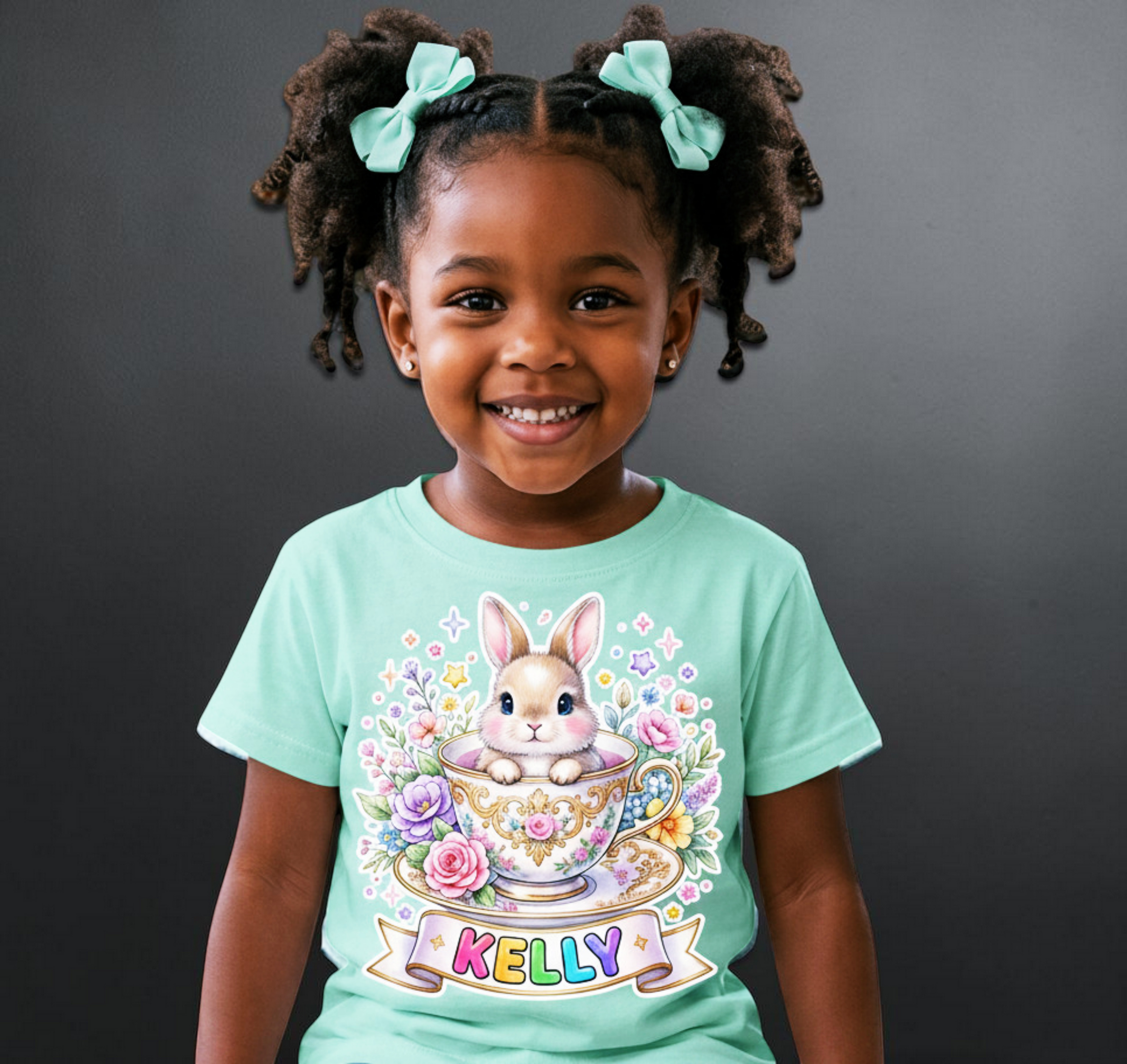 Flyght Cadets Teacup Series — Personalized Girls Tee | Custom Name | Adorable Animal GraphicAnimal Graphic (Copy)
