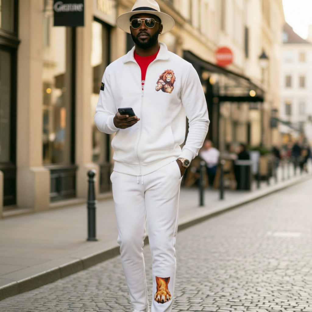 Flytanic OG Wear | FlyghtLine Suits — Leo Fire | Personalized Active Wear Track Suit | Lion Warrior + Sovereign Mane | Original Art | Made to Order