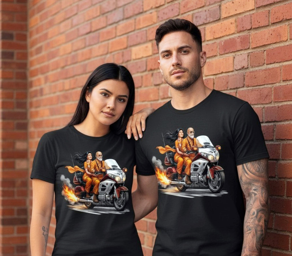 2 Tires & A Monk — Monk & Monkette Honda Gold Wing Graphic Tee | Couples Biker Tee | Flytanic OG Wear