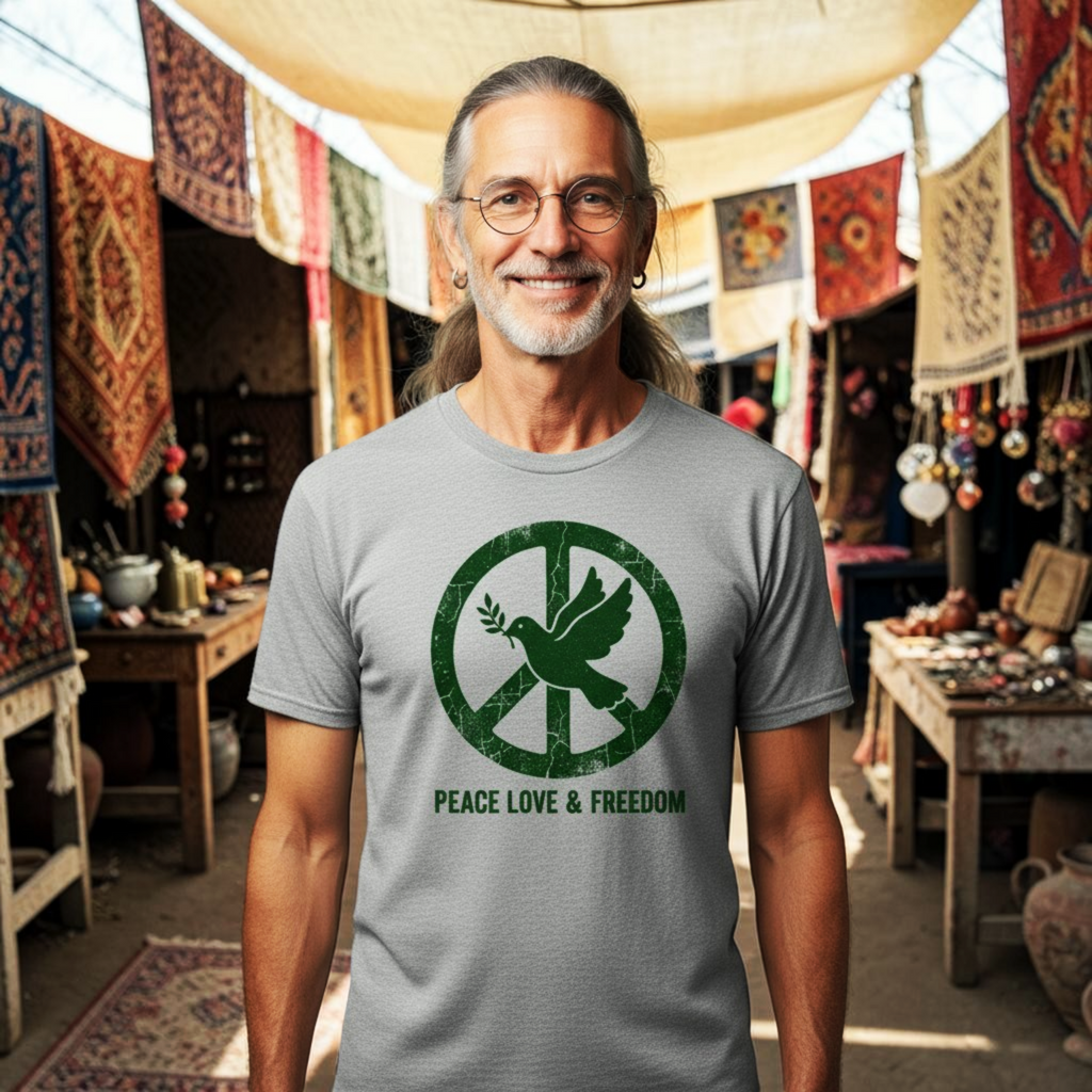 Peace Love & Freedom — Vintage Distressed Dove Tee