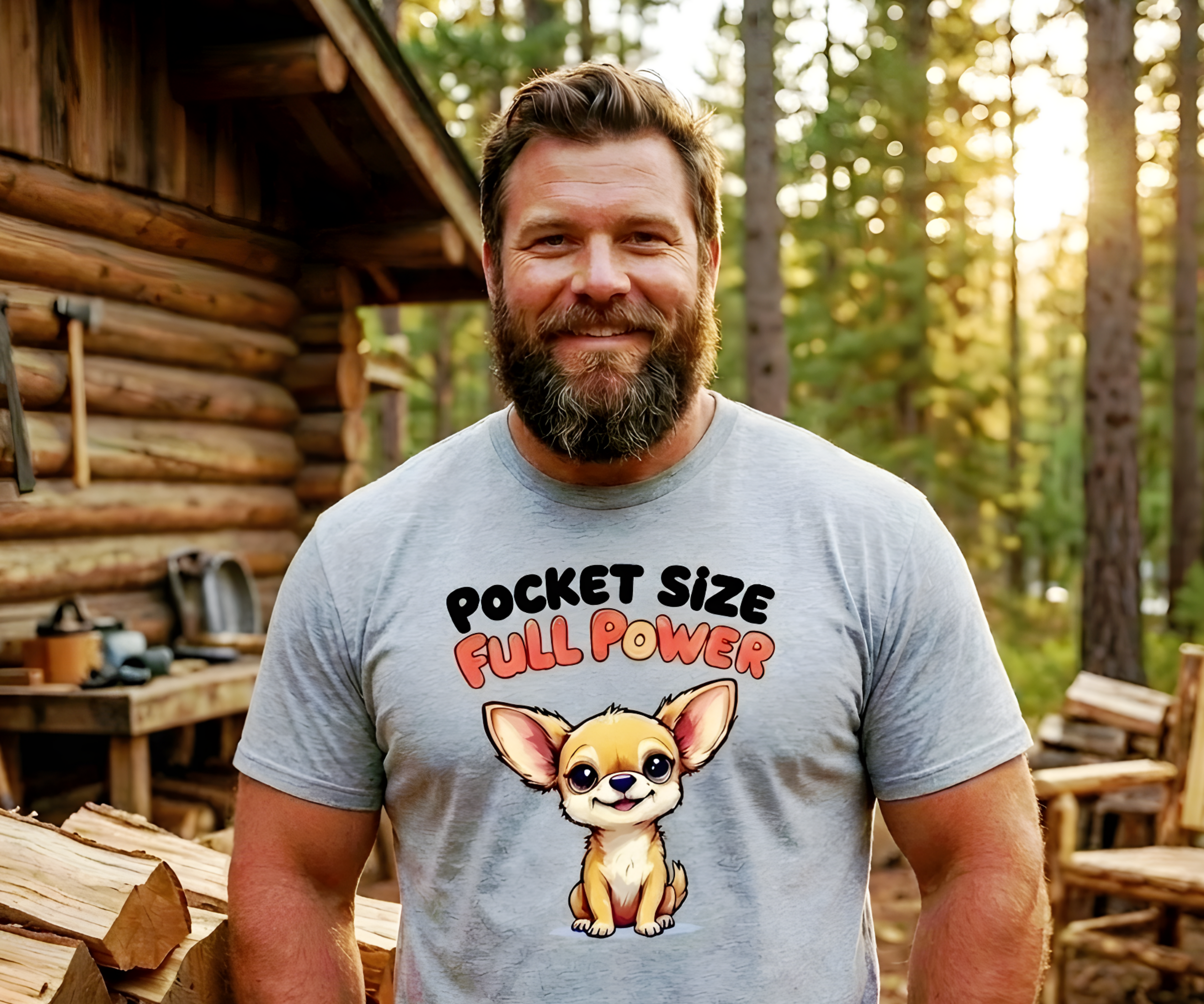 Canine Cartel — Pocket Size Full Power | Premium Tee — Heather Grey