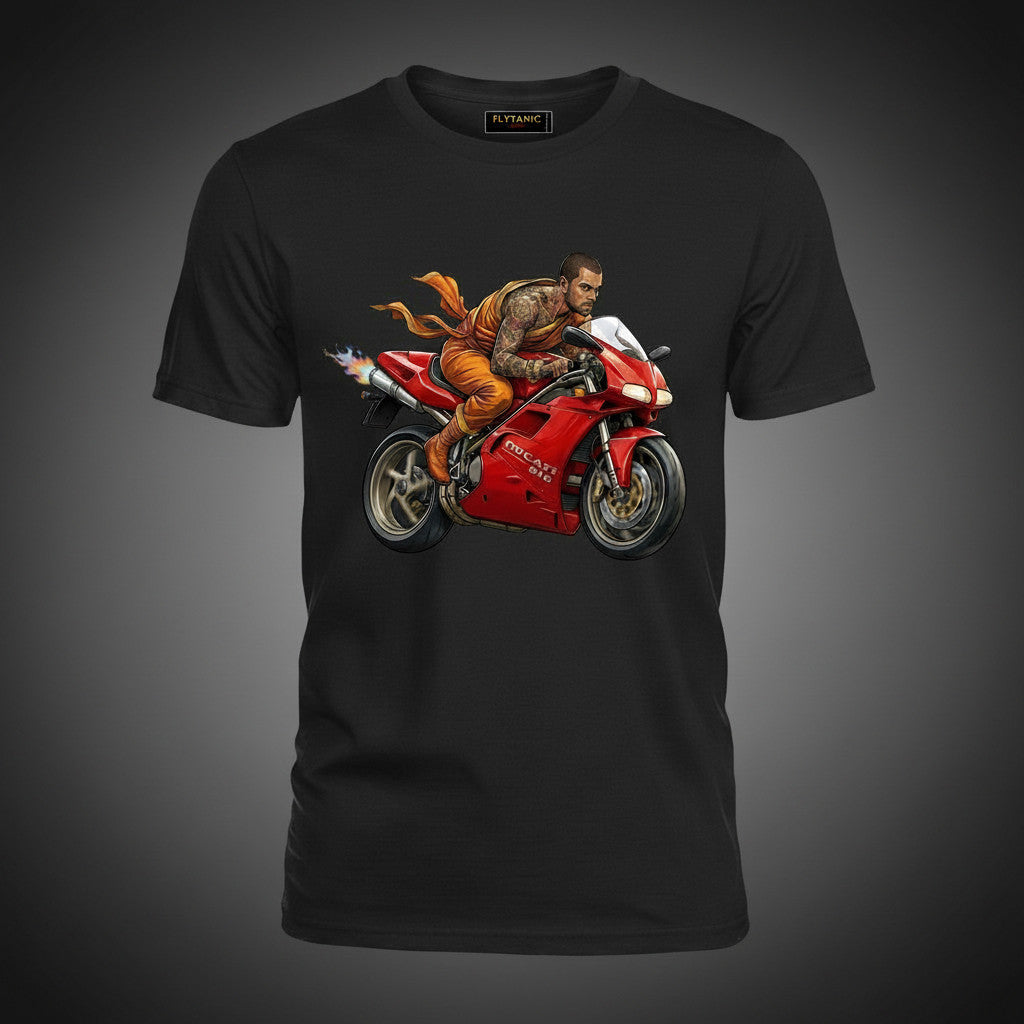 2 Tires & A Monk — Ducati 916 Graphic Tee | Biker Monk | Flytanic OG Wear